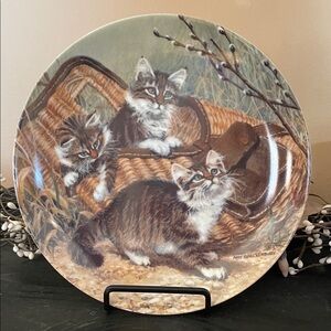 “Gone Fishing: Maine Coons” by Amy Bradbury Decorative Plate-Cat Tales Collectio
